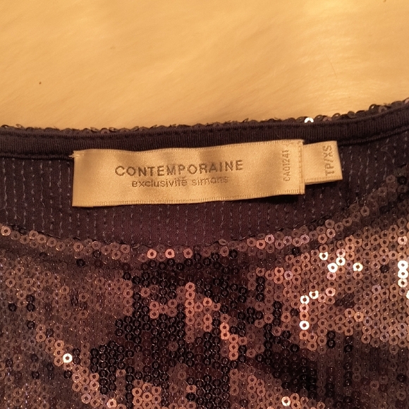 Sequin Navy Blue Top. XS. Great Condition - Picture 2 of 4